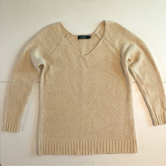 Ralph Lauren Sweaters - Ralph Lauren Scoop Neck Cream Color Pullover Sweater Size XL